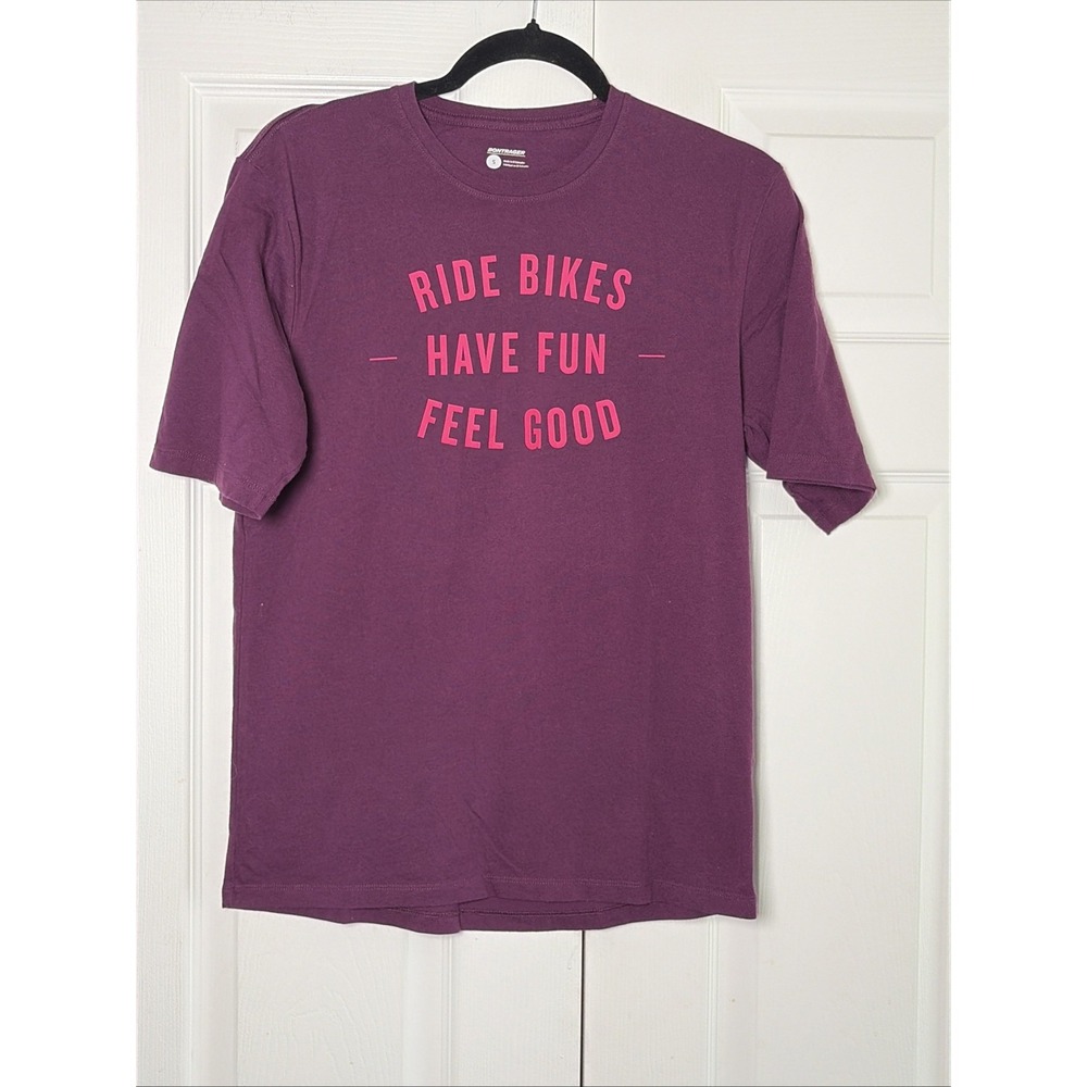 Bontrager Ride Bikes Graphic Tee Mens Size S Purple Cycling Trek Cotton Blend